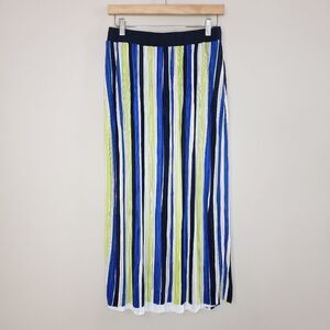 🦋3/$25 J Medium Blue Green Pleated Striped Skirt